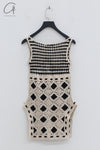 SWAYING/KNIT Embroidered Crochet Vest with Bandeau White/Black SW22SST57